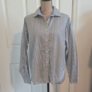 Nautica Navy and White Striped Casual Shirt